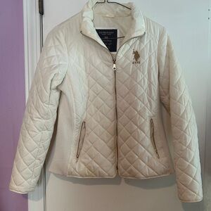 U.S. Polo Assn. Women's Cream Quilted Puffer Jacket